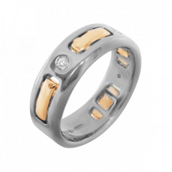 Кольцо, артикул 63291Q.35, Палладий 500°, Золото 585°, Бриллиант